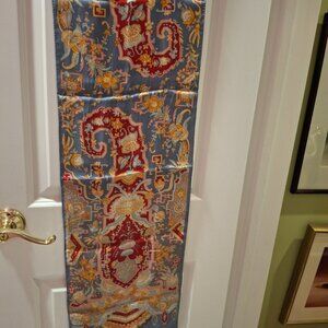 Liberty Square Cotton & Oblong 52"L x11.5 W Silk Scarf/Blue Stripe  Cotton Sq